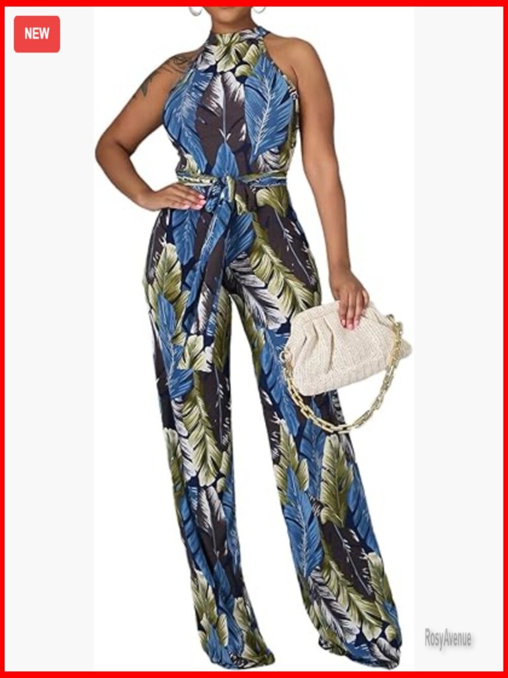Elegant Long Straight Pant Floral Zipper Jumpsuit - Picture 1 of 4